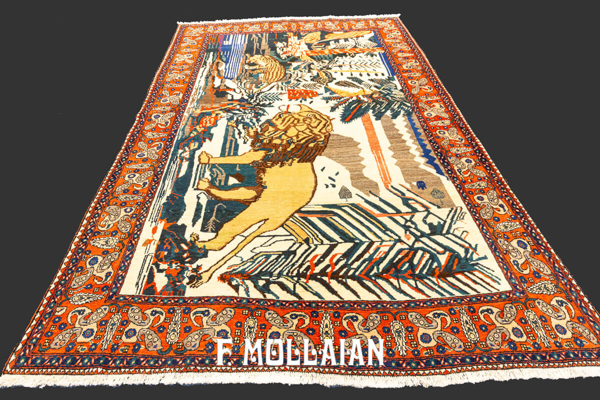 Neyriz Rug Lion Design n°:137478